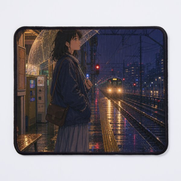Item preview, Rainy Night Train Station Anime Girl designed and sold by vekotpu.