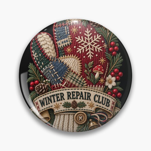 Item preview, Winter Repair Club Embroidered Mitten – Patchwork Visible Mending Art designed and sold by Emoji Emblems.