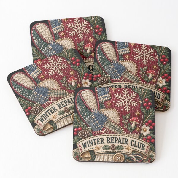 Item preview, Winter Repair Club Embroidered Mitten – Patchwork Visible Mending Art designed and sold by Emoji Emblems.