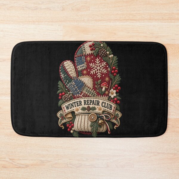 Item preview, Winter Repair Club Embroidered Mitten – Patchwork Visible Mending Art designed and sold by Emoji Emblems.