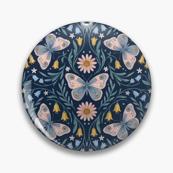 Item preview, Navy Vintage Art Nouveau Butterfly Floral designed and sold by arteresting-art.