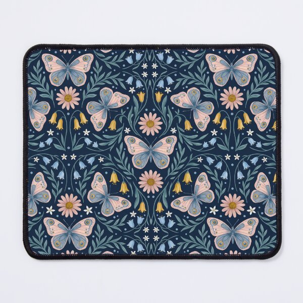 Item preview, Navy Vintage Art Nouveau Butterfly Floral designed and sold by arteresting-art.