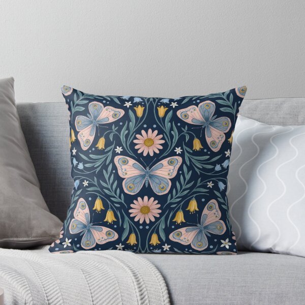 Item preview, Navy Vintage Art Nouveau Butterfly Floral designed and sold by arteresting-art.