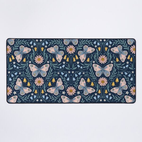 Item preview, Navy Vintage Art Nouveau Butterfly Floral designed and sold by arteresting-art.