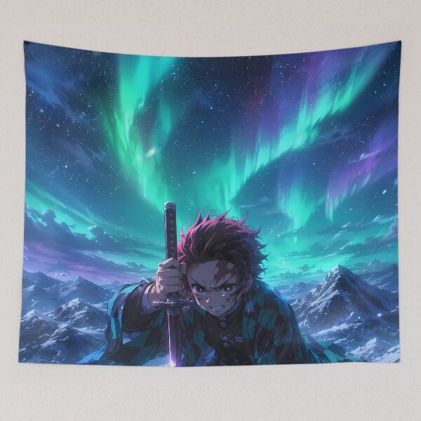 Item preview, Tanjiro Kamado Demon Slayer Aurora Mountain Resolve designed and sold by SolenneAzur.