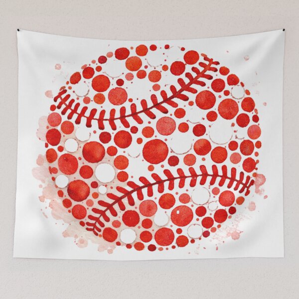 Item preview, Watercolor Red Polka Dot Baseball Graphic Art designed and sold by Vision Crafted.