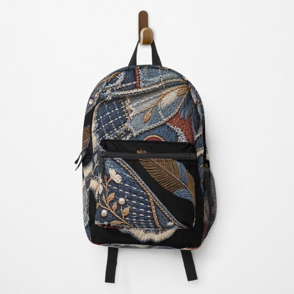 Item preview, Denim Patchwork Moth – Embroidered Visible Mending Textile Art designed and sold by Emoji Emblems.