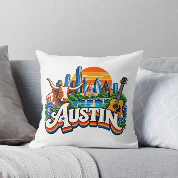 Item preview, Austin, Texas - Skyline, Longhorn & Guitar designed and sold by Myra365Art.