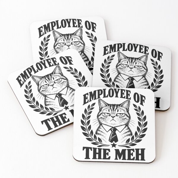 Item preview, Employee of the Meh – Unimpressed Office Cat designed and sold by MotionBanana Art.