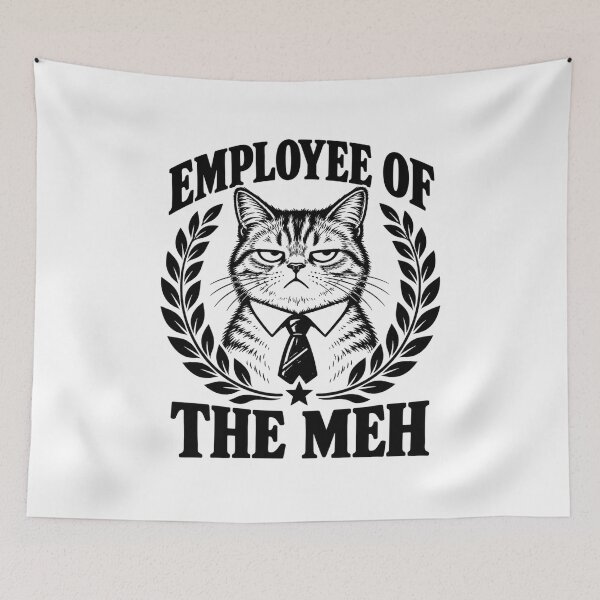 Item preview, Employee of the Meh – Unimpressed Office Cat designed and sold by MotionBanana Art.