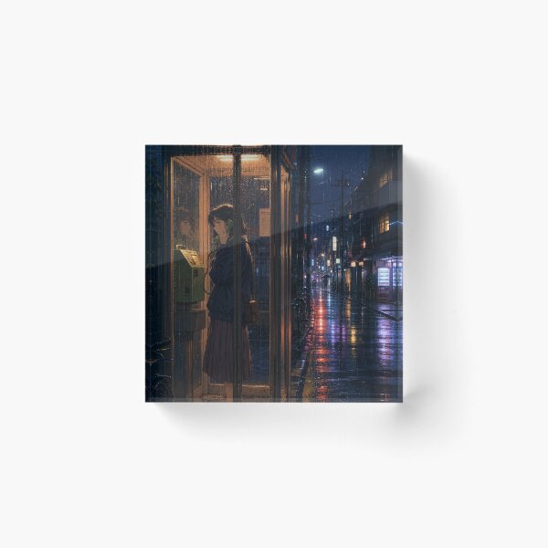Item preview, Rainy Night Phone Booth Anime Girl designed and sold by vekotpu.