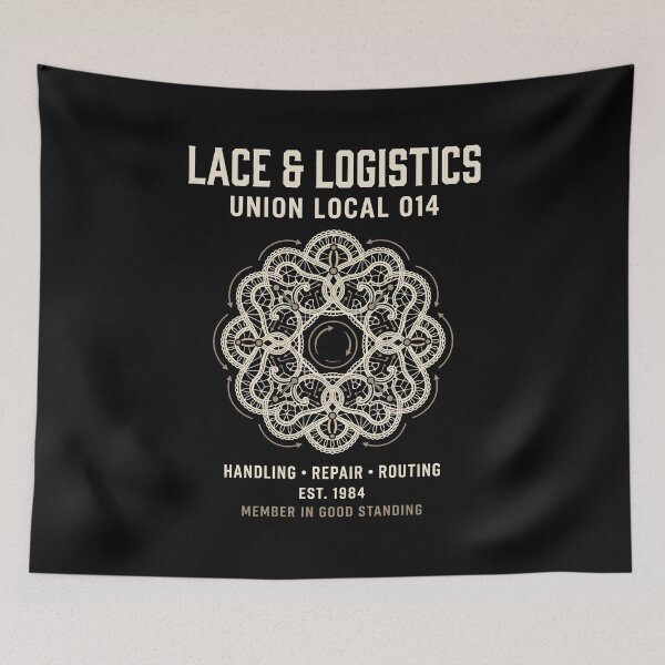 Item preview, Lace and Logistics Union Local Badge Crafting Humor designed and sold by SplashTastic.