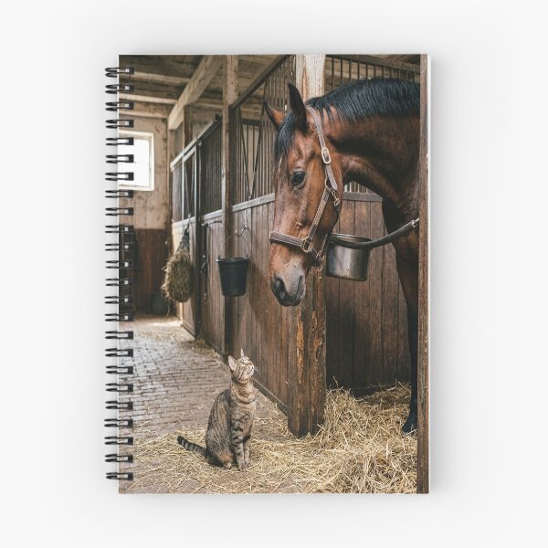 Item preview, Tabby Cat Greeted by Horse in Stable designed and sold by Solomon-Ent-144.