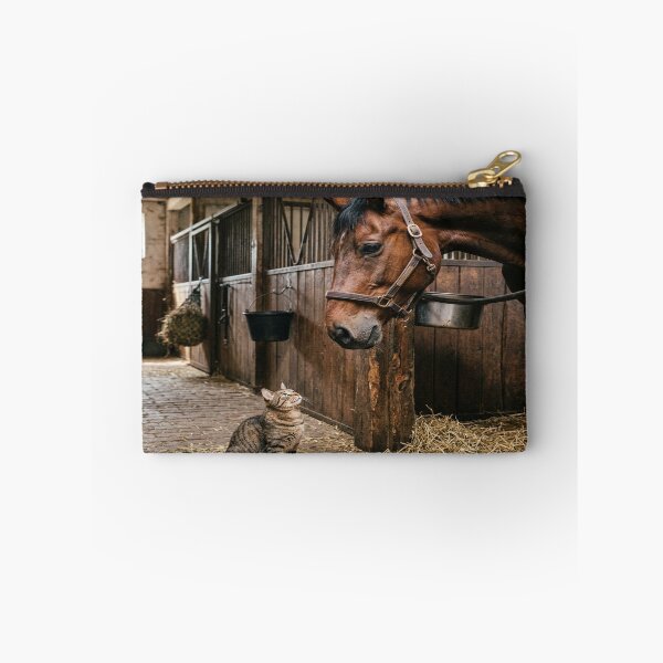 Item preview, Tabby Cat Greeted by Horse in Stable designed and sold by Solomon-Ent-144.