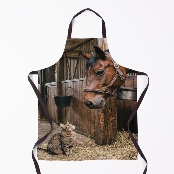 Item preview, Tabby Cat Greeted by Horse in Stable designed and sold by Solomon-Ent-144.