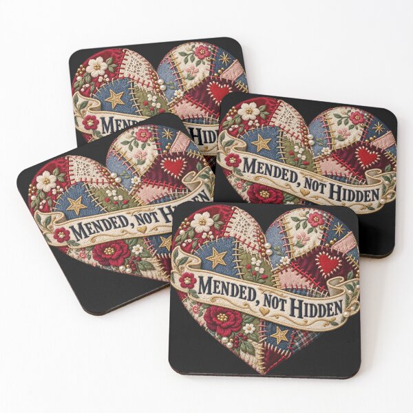 Item preview, Mended Not Hidden Patchwork Heart – Embroidered Visible Mending Art designed and sold by Emoji Emblems.