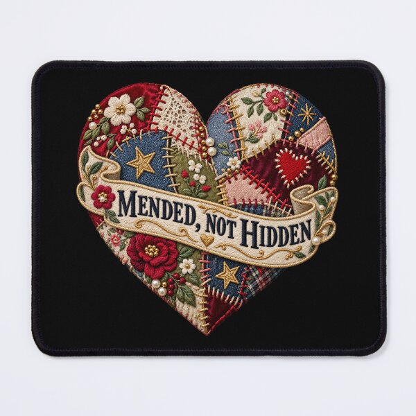 Item preview, Mended Not Hidden Patchwork Heart – Embroidered Visible Mending Art designed and sold by Emoji Emblems.