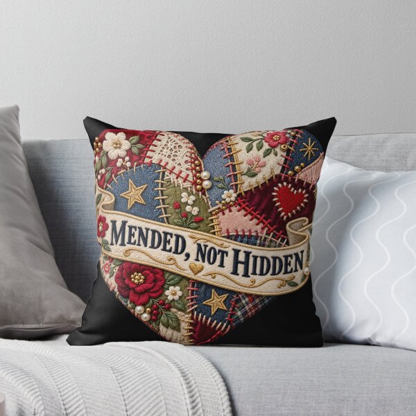 Item preview, Mended Not Hidden Patchwork Heart – Embroidered Visible Mending Art designed and sold by Emoji Emblems.