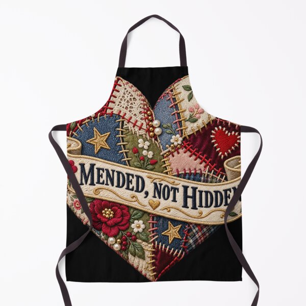 Item preview, Mended Not Hidden Patchwork Heart – Embroidered Visible Mending Art designed and sold by Emoji Emblems.