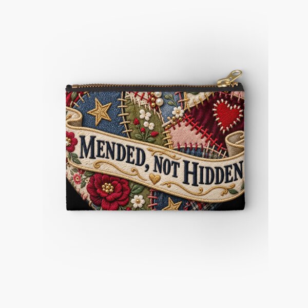 Item preview, Mended Not Hidden Patchwork Heart – Embroidered Visible Mending Art designed and sold by Emoji Emblems.