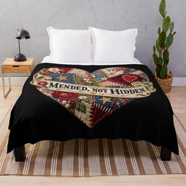 Item preview, Mended Not Hidden Patchwork Heart – Embroidered Visible Mending Art designed and sold by Emoji Emblems.