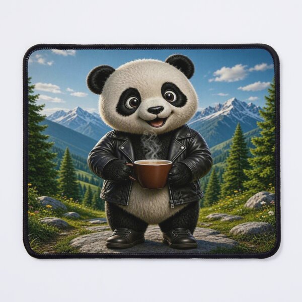 Item preview, Cute Traveler Panda Drinking Hot Coffee designed and sold by Breezes-of-Ida.