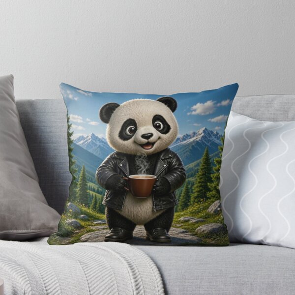 Item preview, Cute Traveler Panda Drinking Hot Coffee designed and sold by Breezes-of-Ida.