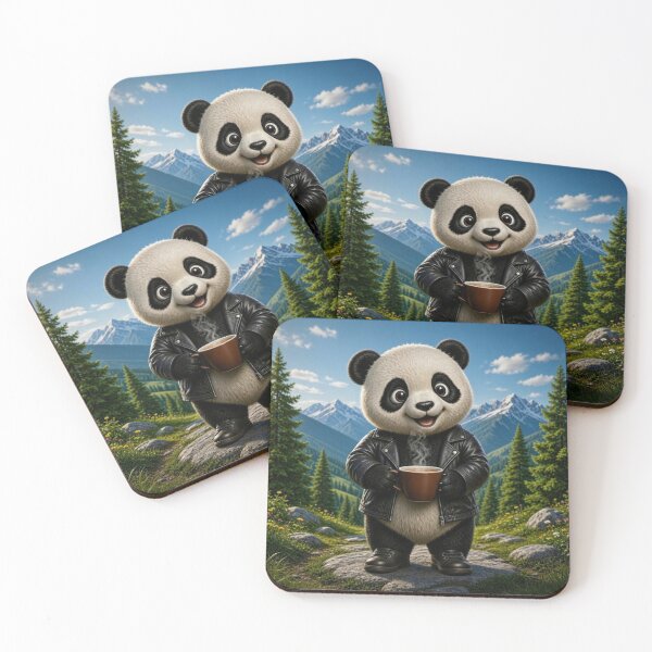 Item preview, Cute Traveler Panda Drinking Hot Coffee designed and sold by Breezes-of-Ida.