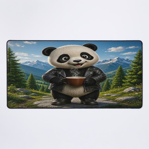 Item preview, Cute Traveler Panda Drinking Hot Coffee designed and sold by Breezes-of-Ida.