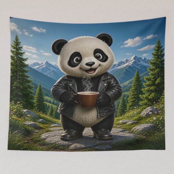Item preview, Cute Traveler Panda Drinking Hot Coffee designed and sold by Breezes-of-Ida.