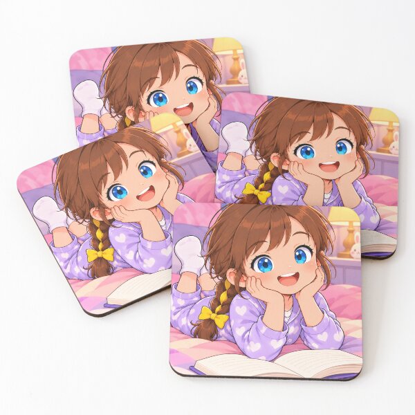 Item preview, Cute Girl Reading Book Cozy Bedtime Starry Bedroom Kids Design designed and sold by Kenzie & Co.