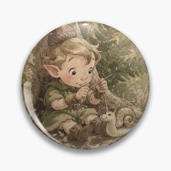 Item preview, Acorn Sprite Mending a Cracked Snail Shell designed and sold by PictorialWhimsy.
