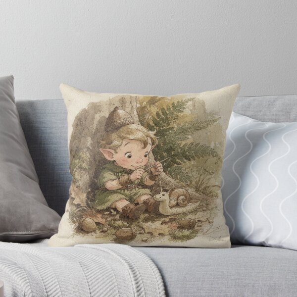 Item preview, Acorn Sprite Mending a Cracked Snail Shell designed and sold by PictorialWhimsy.