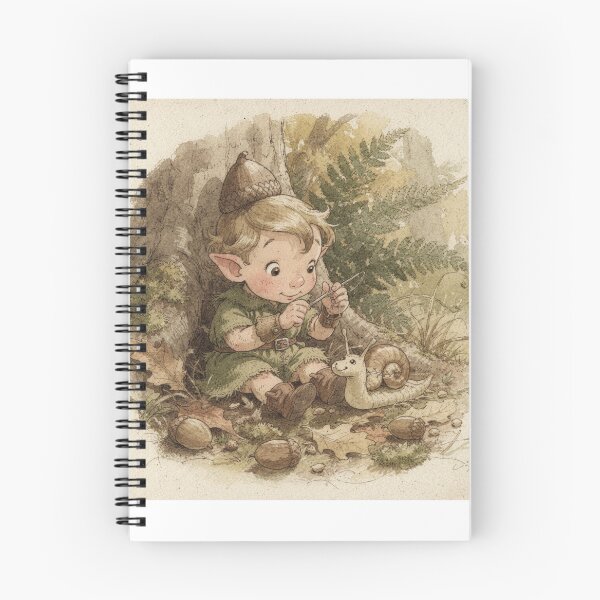 Item preview, Acorn Sprite Mending a Cracked Snail Shell designed and sold by PictorialWhimsy.