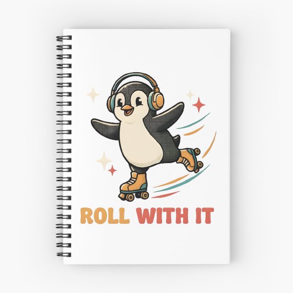 Item preview, Cute Roller Skating Penguin Retro Winter Sports Illustration designed and sold by StickerNestYou.