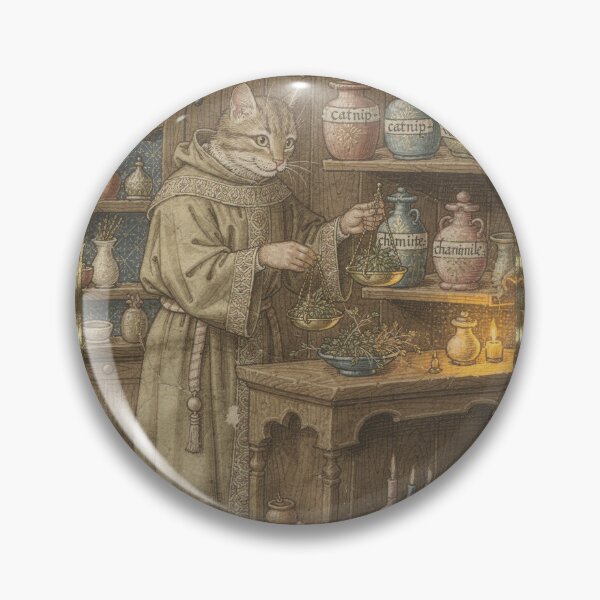 Item preview, Medieval Cat Apothecary Weighing Catnip designed and sold by PictorialWhimsy.