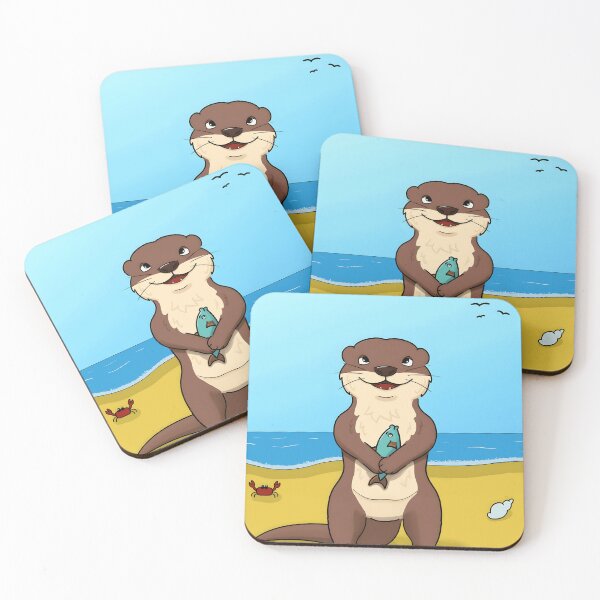 Artikelvorschau, Otter hält Fisch am Strand entworfen und verkauft von palotticzefla.