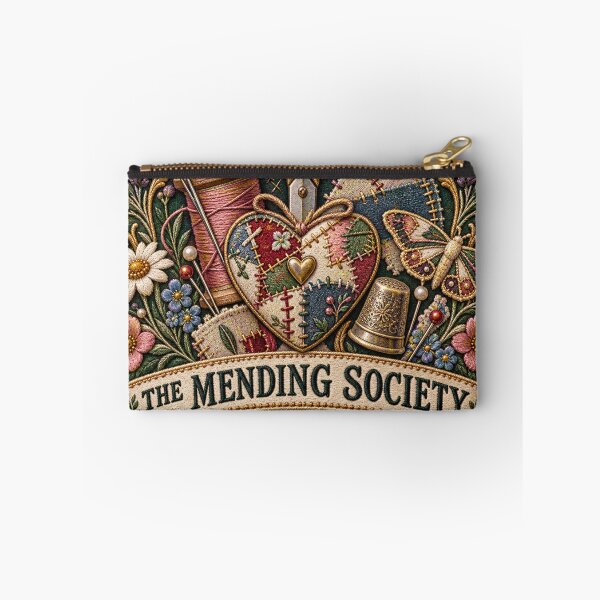 Item preview, Embroidered Mending Society Crest – Vintage Sewing & Visible Mending Art designed and sold by Emoji Emblems.