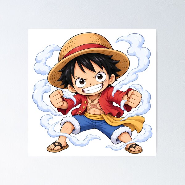 Item preview, Chibi Tiny Monkey D. Luffy One Piece Anime, Cute Straw Hat Art designed and sold by LumiAnCreations.