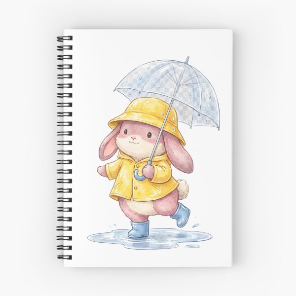 Item preview, Cute Bunny in Yellow Raincoat Under Umbrella designed and sold by StickerNestYou.