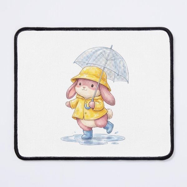 Item preview, Cute Bunny in Yellow Raincoat Under Umbrella designed and sold by StickerNestYou.