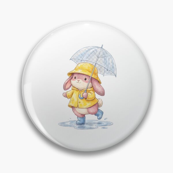 Item preview, Cute Bunny in Yellow Raincoat Under Umbrella designed and sold by StickerNestYou.