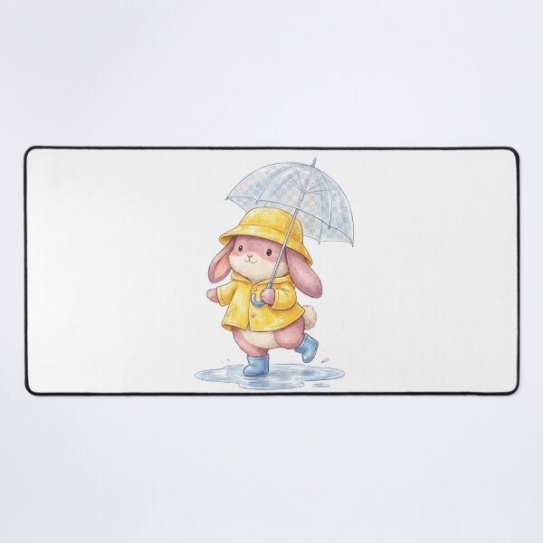 Item preview, Cute Bunny in Yellow Raincoat Under Umbrella designed and sold by StickerNestYou.