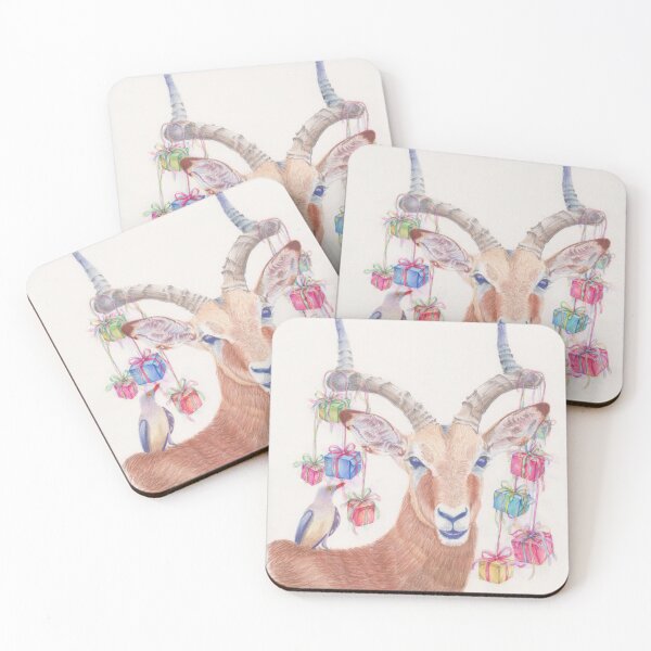 Item preview, Christmas decorated antelope with bird onboard designed and sold by SandraAnimalArt.