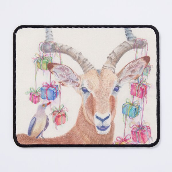 Item preview, Christmas decorated antelope with bird onboard designed and sold by SandraAnimalArt.