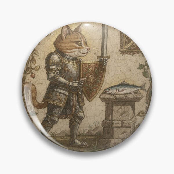Item preview, Medieval Cat Knight Defending the Last Sardine designed and sold by PictorialWhimsy.