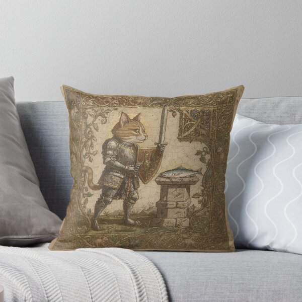 Item preview, Medieval Cat Knight Defending the Last Sardine designed and sold by PictorialWhimsy.