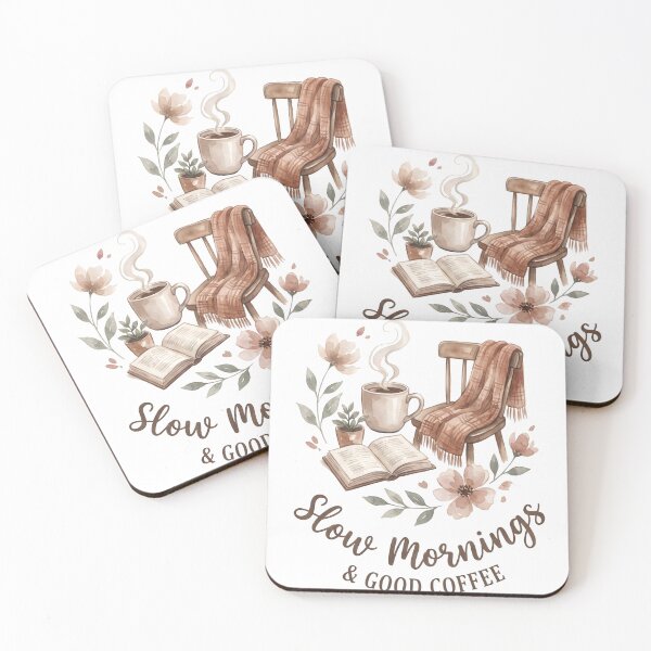 Item preview, Cozy Morning Coffee Floral Book Chair Aesthetic designed and sold by StickerNestYou.