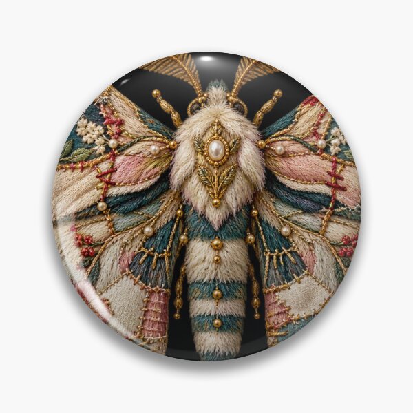 Item preview, Embroidered Patchwork Moth – Botanical Mending & Vintage Textile Art designed and sold by Emoji Emblems.