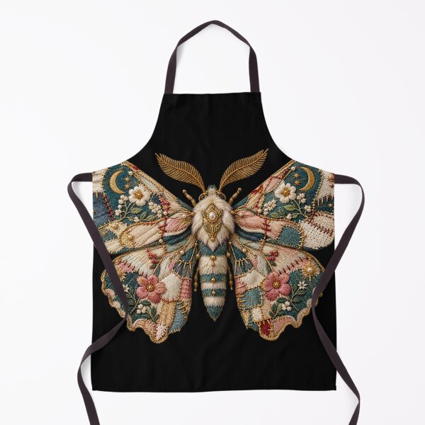 Item preview, Embroidered Patchwork Moth – Botanical Mending & Vintage Textile Art designed and sold by Emoji Emblems.